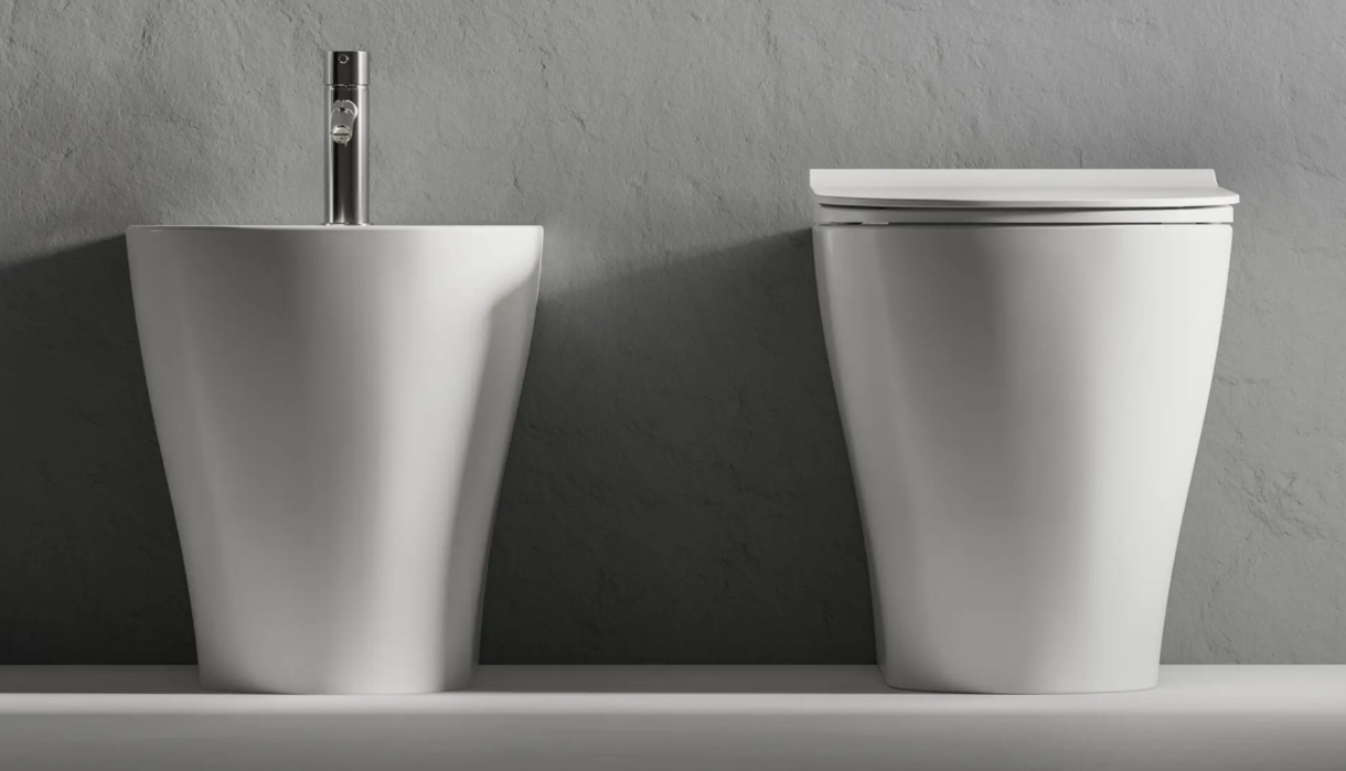 MIRTO VASO + BIDET A TERRA + SEDILE RALLENTATO