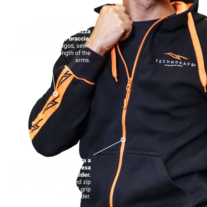 FELPA FULL ZIP TECHNOSAFE BLACK/ORANGE