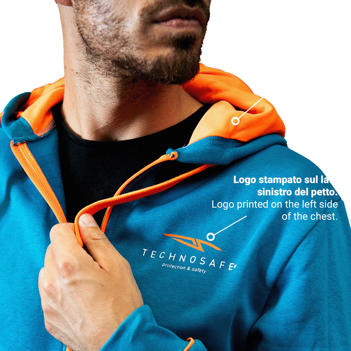 FELPA FULL ZIP TECHNOSAFE BLUE/ORANGE